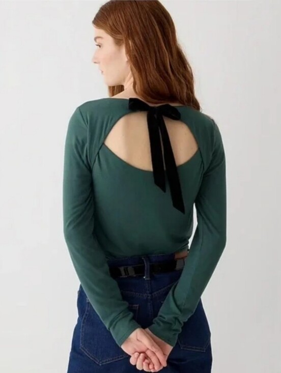 J. Crew Tops - J. Crew Formknit Open back Velvet Bow Shirt